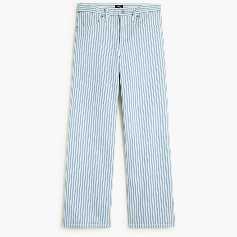 J.CREW Blue White Striped wide-leg cropped Jeans Size 31 - Picture 4 of 4